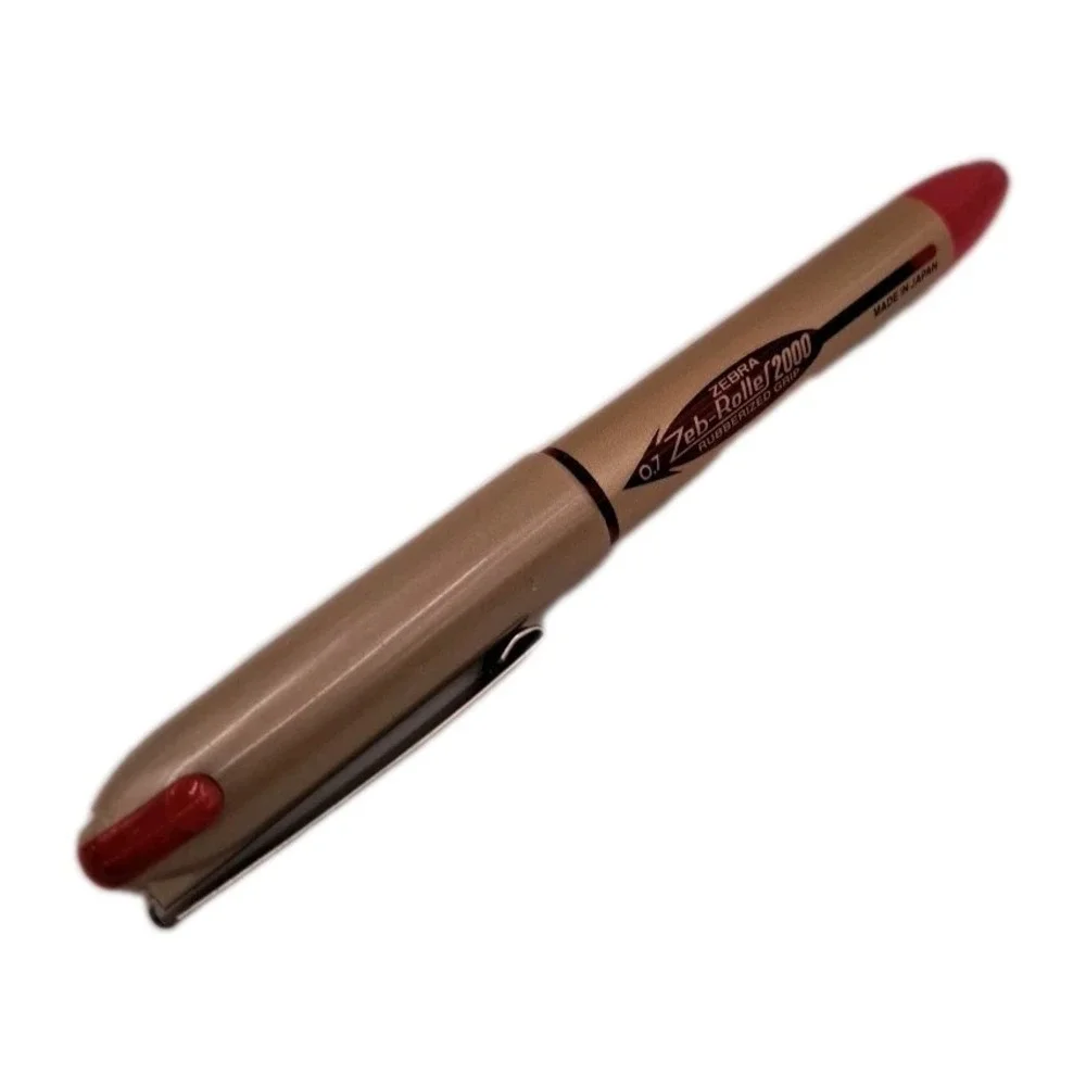 Zebra Zeb-Roller 2000 Rollerball Pen Red Liquid Ink .7 Fine Rubber Grip Japan